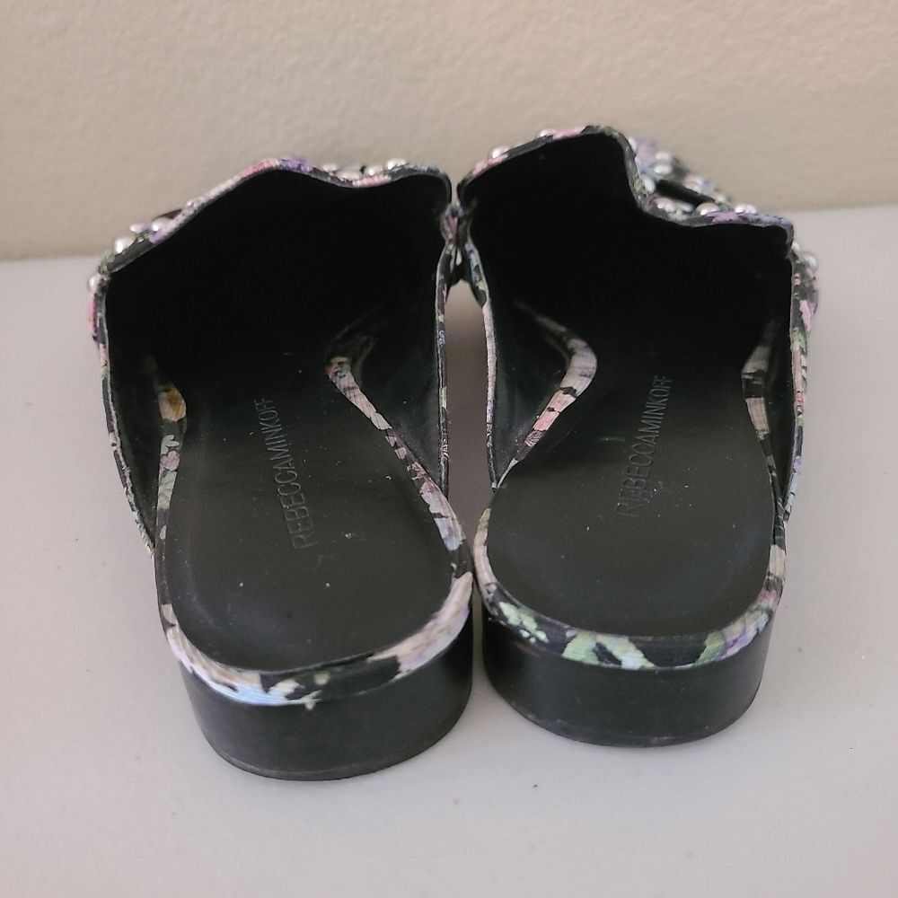 rebecca minkoff slip-on mules milena floral studded womens size 7 - Picture 5 of 8